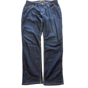 DU/ER L2X Relaxed Taper Jeans Mens 34x30 Dark Indigo Five Pocket Contrast Stitch